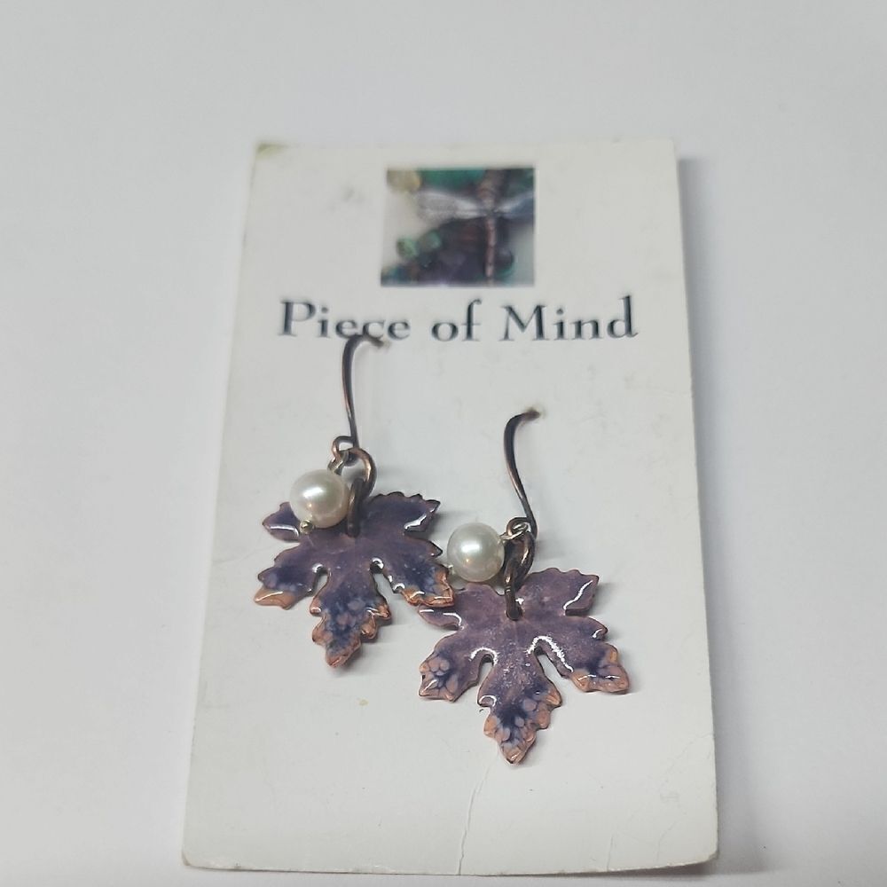 Purple Leaf Design Earrings Jewelry
